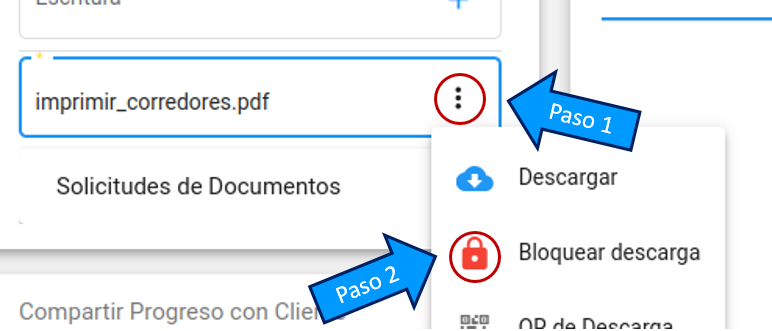 Bloquear descarga de documentos