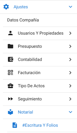 Configuración de Control de Folios y Escrituras