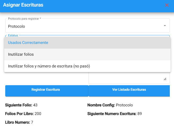 Uso de Control de Escritura y Folios