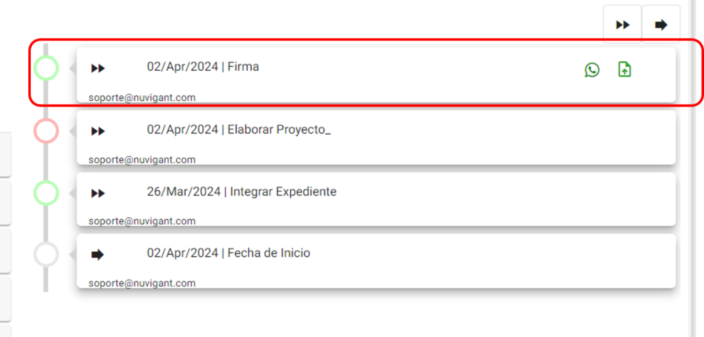 Cargar documentos a las etapas o actividades