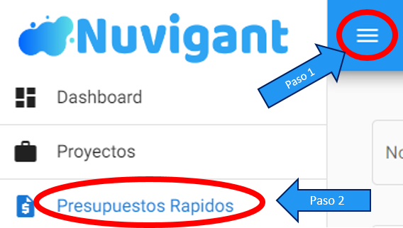 Pasos para ingresar un presupuesto rápido
