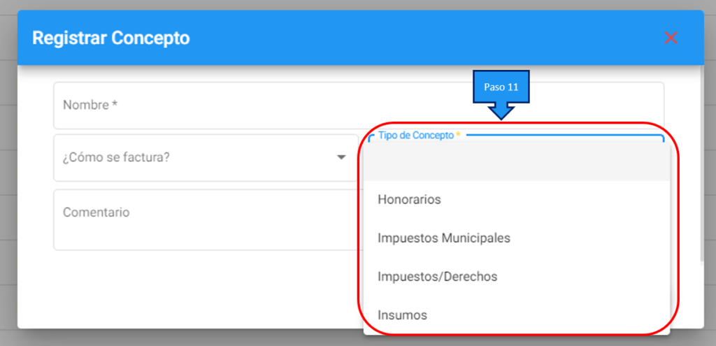 ¿Dónde se asigna el tipo de concepto a concepto presupuesto? (2)