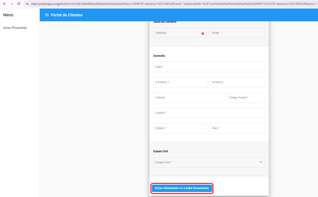 Pasos para acceder a la Liga Portal del Clientes con Solicitud de Documentos (5)