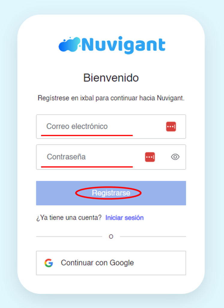 Crear tu cuenta y quedar registrado dentro de tu organización
