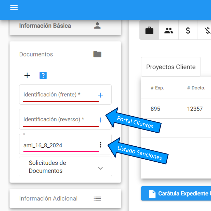 Documentos en el expediente del cliente (2)