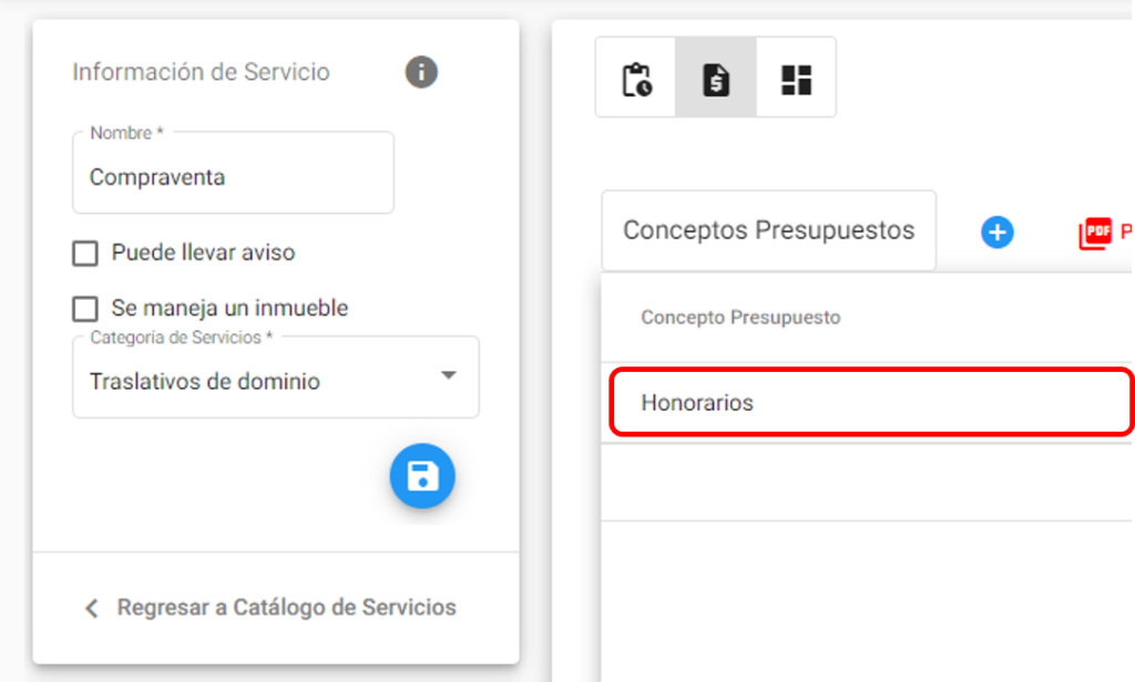 Añadir Conceptos de Presupuestos a un Tipo de Acto (2)