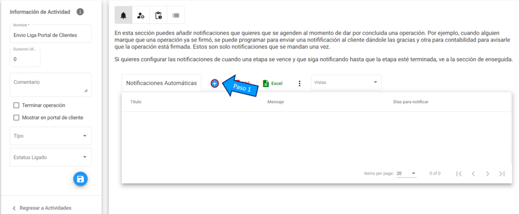 Portal de Clientes: Configuración de Notificación Automática