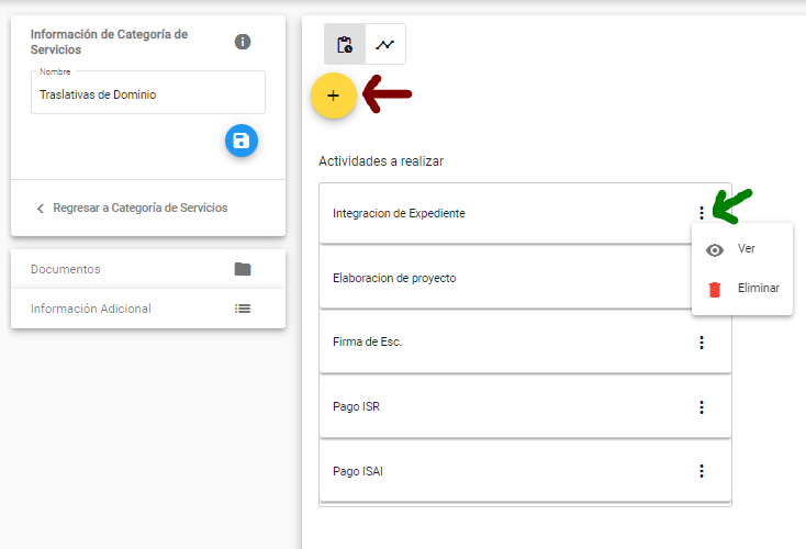 Categoría de Servicios